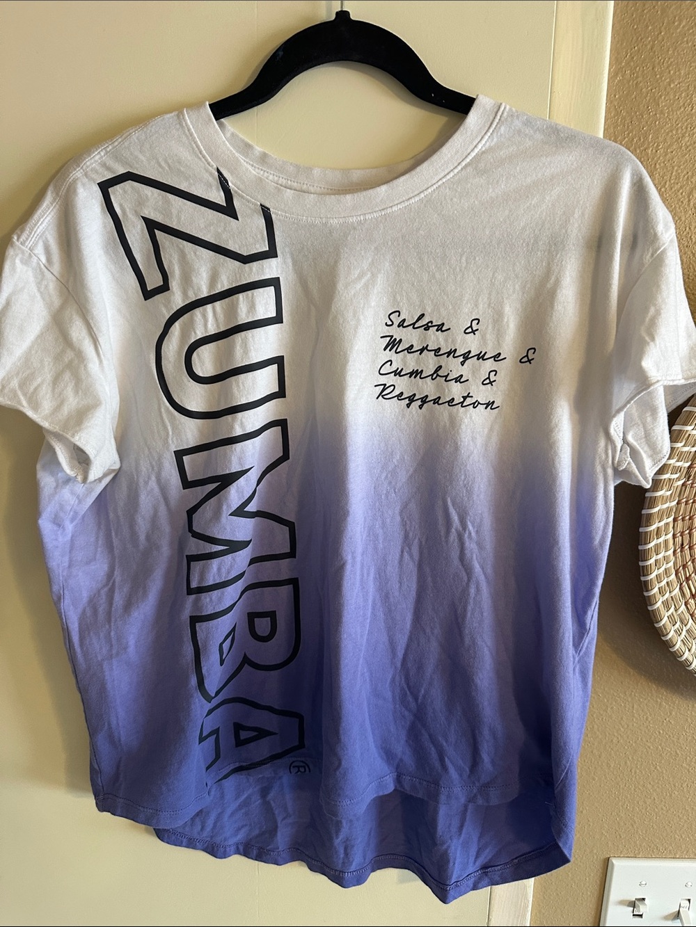Zumba Fitness White to Purple Ombre Short Sleeve Graphic Tee